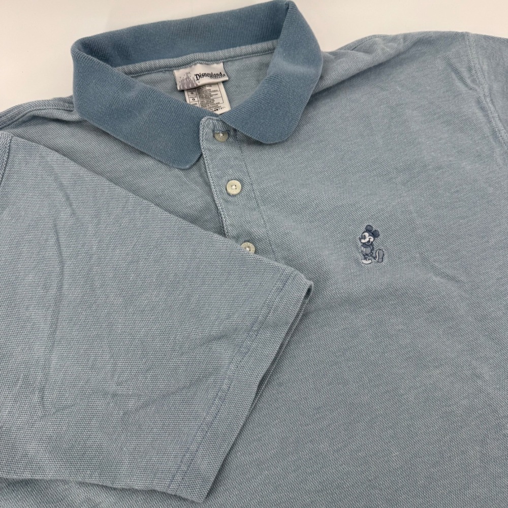 Disneyland Resort Mens‎ Size L Light Blue Mickey Mouse Embroidered Polo Shirt